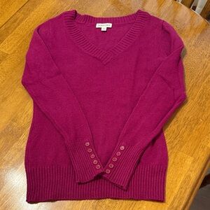 Sonoma Fuchsia V-Neck Sweater—size small